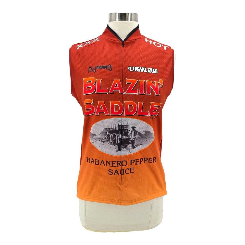 Vintage Pearl Izumi Womens Large Cycling Jersey Blazin' Saddle Habanero Pepper